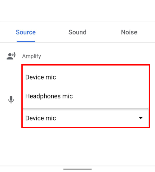 Tap the Micropone menu and select Device mic or Headphones mic